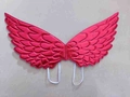 Metallic red fairy wings for girls with quilted feather texture and elastic straps - Red