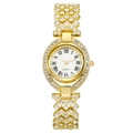Montre à quartz dorée pour femme avec strass en cristal et cadran ovale élégant - Doré