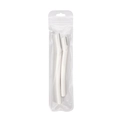 Set of two white stainless steel eyebrow razors with protective caps in clear pouch - 35194 White Eyebrow Razors 2-Pack Long and Short