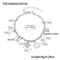 Zilveren roestvrijstalen armband met zirkoon bedeltjes en gedetailleerde afmetingen - Staal Kleur DIY Armband (TXE346)