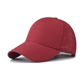 Waterproof dark red sports baseball cap with laser-perforated breathable geometry pattern - Adjustable / Red