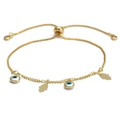 Bracciale regolabile dorato con mano di Hamsa e perline blu malocchio per mare - Stile Malocchio e Hamsa