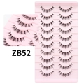 Detailed macro view of ZB52 black segmented false eyelashes on fishing line stem - Natural Wispy Style (ZB52)