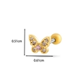 Clou d'oreille papillon avec zircon rose et plaqué or, dimensions 0,51 cm par 0,61 cm - Style Papillon (8# Jaune Doré)