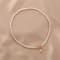 Elegant natural freshwater pearl necklace with gold OT toggle clasp and droplet pendant - OT Toggle Pearl Necklace