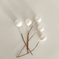 Five-piece set of white foam berry picks with glossy finish and flexible brown wire stems - 10mm (3/8 inch) / White