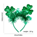 Green St. Patrick's Day shamrock headband with sequins and festive tinsel fringe - Shamrock Sequin