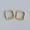 Orecchini a cerchio quadrati minimalisti in argento S925 con finitura dorata lucida - Argento 925 / Oro