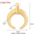 Polished gold horn pendant charm with 23x19mm dimensions for necklaces - Gold Crescent Horn Large