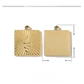 Detailed specs of square golden steel pendant featuring snake relief and dimensions - Square Snake