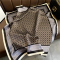 Elegant square silk scarf featuring grey monogram patterns and luxury black borders - 70*70cm / 30321-Black Grey Monogram