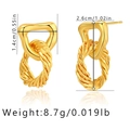 Gold plated double loop earrings size 1.4cm by 2.6cm with 8.7g weight specifications - Gold Twisted Rope Hoop Style (KE0397)