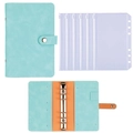 Raccoglitore A6 in pelle PU blu e arancione con 6 buste trasparenti con cerniera - Verde Smeraldo + 6 Tasche con Cerniera