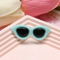 Detail of 4cm mint green resin cat-eye sunglasses miniature for DIY phone case crafts - Sky Blue