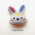 Detail view of 5cm grey rabbit plush patch with colorful ear embroidery for DIY crafts - Grey Rabbit