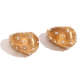 Water-drop geometric earrings in matte gold with pearls and sparkling rhinestones - Brushed Matte Medium Drop Earrings Gold With Artificial Pearl White Rhinestone