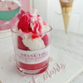 Handmade strawberry cream dessert scented candle in a glass jar with red wax - Strawberry - Strawberry Scent