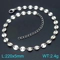 Cavigliera regolabile in acciaio inossidabile argento con maglia a naso di maiale e chiusura - Argento 5mm(KJ4628-ZJZL)