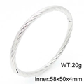 Pulsera de acero inoxidable plateado con textura de cuerda torcida y diseño ovalado - Estilo de Cuerda Trenzada(KB184166-KFC) / Color Acero