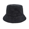 Detailed texture of black corduroy bucket hat with vertical stripe pattern and soft fabric - M (56-58cm) / Black
