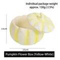 Yellow and white pumpkin flower box with dimensions 14cm by 15cm for Halloween decor - Pumpkin Flower Box (Yellow & White)