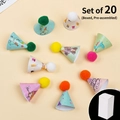 Pack of 20 mini party cone hats with plush pom-poms and cartoon patterns in box - Koala Style Pom-pom Hats (20 Pcs)