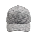 Close-up of heathered grey baseball cap with pre-curved brim and breathable eyelets - Space-dye Grey