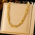 Collar multicapa de acero inoxidable chapado en oro con cuentas en base de joyería - N2814 / Dorado