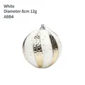 Pallina di Natale bianca 8cm con strisce glitterate dorate e trama decorativa - Oro Bianco / Diametro 8cm/12g