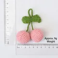 Handmade crochet pink cherry keychain pendant with green leaves weighing approx 9g - Combed Cotton Knitted Cherries