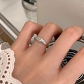Silberner S925 Sterling Silber Smile Ring mit Gravur und unregelmäßigem Design - Einstellbar Offen / Antik Silber