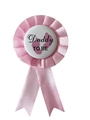 Pink Daddy To Be satin badge with ribbon for baby shower and gender reveal parties - Pink Badge