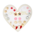 Set di 12 paia di orecchini geometrici con perle e cristalli su cartoncino - US 1