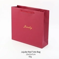 Burgundy jewelry gift bag with gold calligraphy and red handles for necklace packaging - 23x21x7cm Handbag / Burgundy