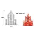 Castle silicone mold with red glitter resin castle model and precise 2cm thickness measurements - NO.6 Castle