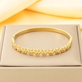 Detail of 18K gold plated wave-shaped bangle with crystals on silk and jewelry box - 60*50mm / Rhinestone Wavy Style (KB210729-KSZ)