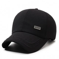 Gorra de béisbol negra de espiga para hombre con placa SPORT y bordado lateral - Ajustable / Negro