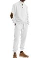 Herren-Trainingsanzug in Weiß aus Strickgewebe mit Stehkragen und strukturierter Optik - S / Weiß