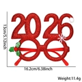 Sparkly red 2026 New Year party glasses with Santa hat and snowflake, 16.2cm wide - Berry Red 2026 Glasses