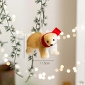 Polar bear ornament with red scarf and hanging rope for Christmas tree decor - Brown Polar Bear