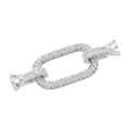 Macro shot of silver plated jewelry clasp with zircon pavé detail for pearl necklaces - VK275 Platinum Rectangular Clasp