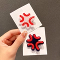 Set di fermagli per capelli anime a forma di goccia di sudore in acrilico bianco e nero - Combo Segno di Rabbia (2 pezzi)