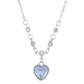 Elegant silver heart necklace with light blue crystal pendant and sparkling rhinestones - Silver Heart Zircon (8179)