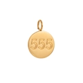 Golden stainless steel round pendant with 555 numeric engraving for jewelry making - Number 555 Pendant