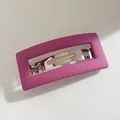 Minimalist matte pink rectangular hair clip with stylish spring metal closure - Fuschia