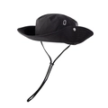 Outdoor sun hat in classic black nylon with adjustable drawstring and metal side snaps - Black
