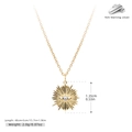 Detalle del colgante sol de plata 925 con circón y dimensiones de la cadena larga - Plata 925 / Plata 925 chapada en oro amarillo