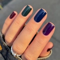 Short square press-on nails in burgundy, dark green, and navy blue with a glossy finish - JP3066 (Glue Type)
