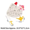 Aladdin magic lamp and castle silicone mold with dimensions for fondant cake decorating - Middle Eastern Mythology Series (15-1136) / Gray