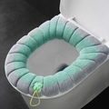 Funda de inodoro tejida a rayas verde y gris con asa en forma de trébol verde - Gris + Verde (Con asa)